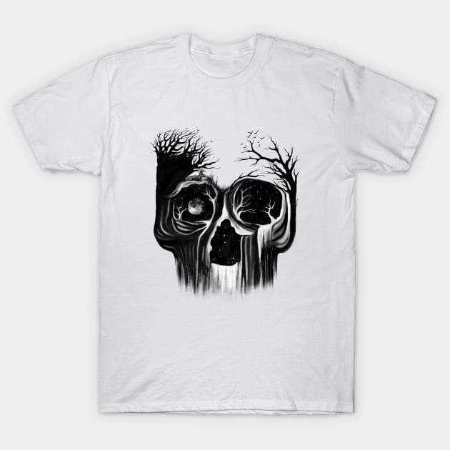 Life Flowing Skull T-Shirt by pinkstorm